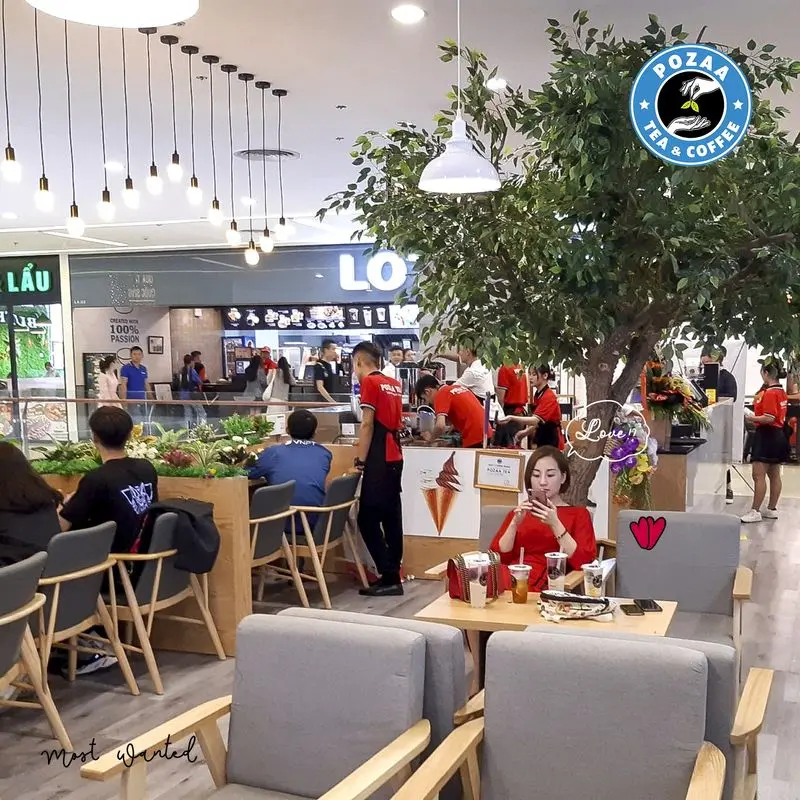 Hình ảnh không gian bên không gian bên trong quán trà sữa Pozaa Tea.