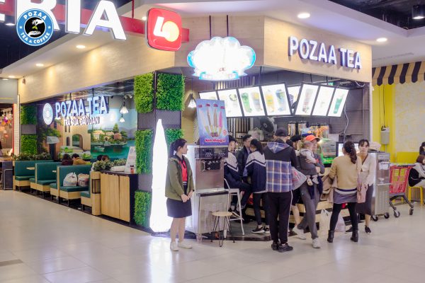 Hình ảnh mặt tiền nhượng quyền trà sữa Pozza Tea.